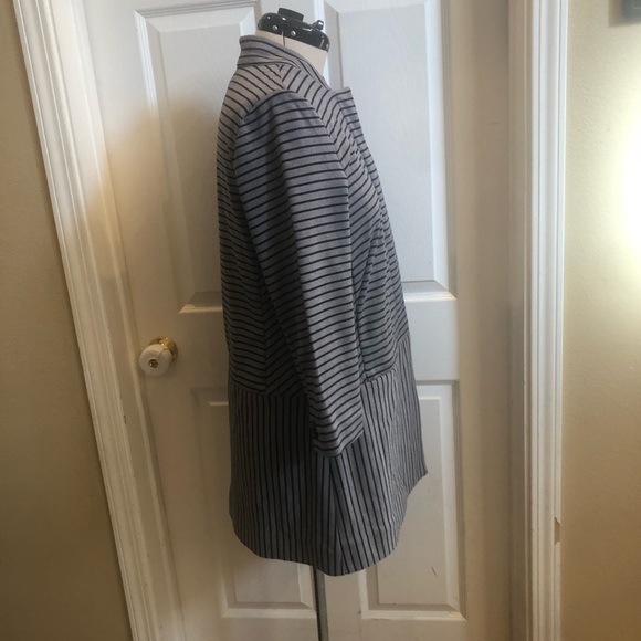 Cabi striped trench perfect “collarless car coat” jacket sz Large (B09) - Picture 5 of 16